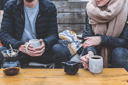 Adults drinking coffee